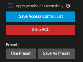 Strip ACL permissions button